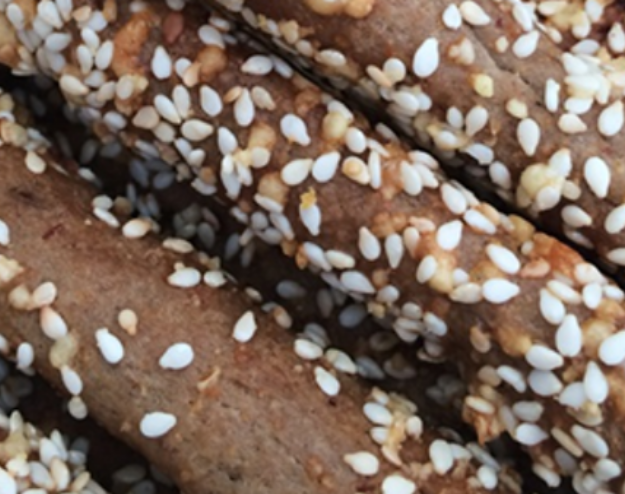 Rye grissini with bacon and kefalotyri cheese — English