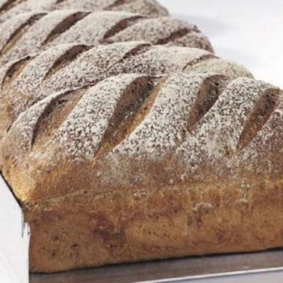 Traditional bread in a loaf pan