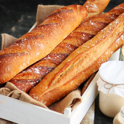 Slow fermentation cool raised baguette