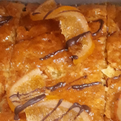 Orange traybake with puff pastry