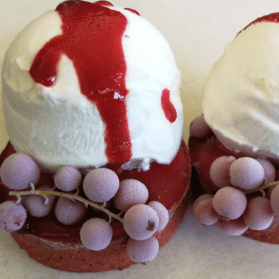 Red Velvet Tart with Yogurt Ice Cream