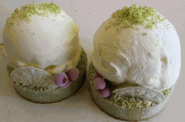 Matcha Tart with Biscotto-Lemon Ice Cream — English
