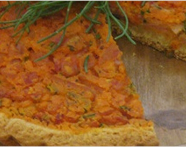 Red pepper paste & bacon tart — English