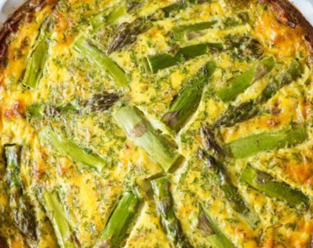Asparagus & broccoli tart — English