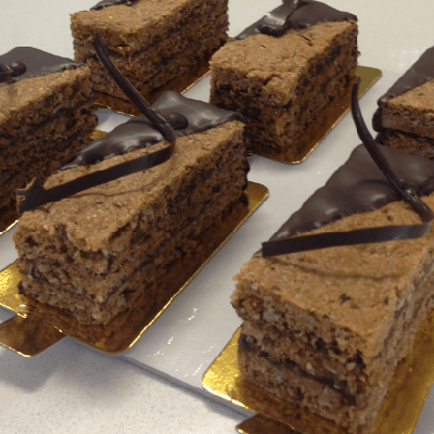 Cereal Bars with praline filling filling and chocolate coating